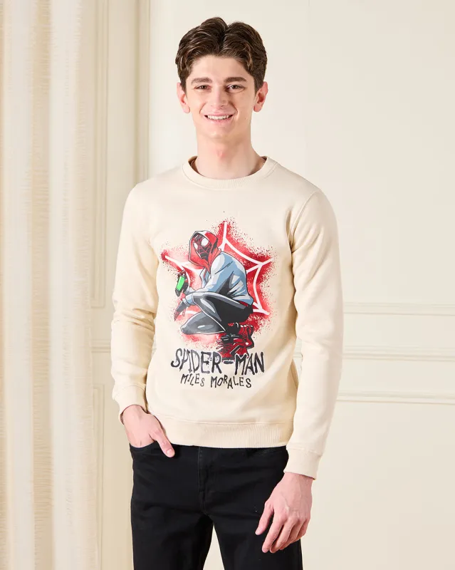 Senior Boys Beige Spiderman Printed Sweatshirt sold by Redtag