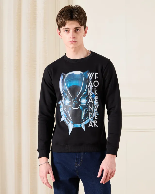 Senior Boys Black Black Panther Printed Sweatshirt sold by Redtag