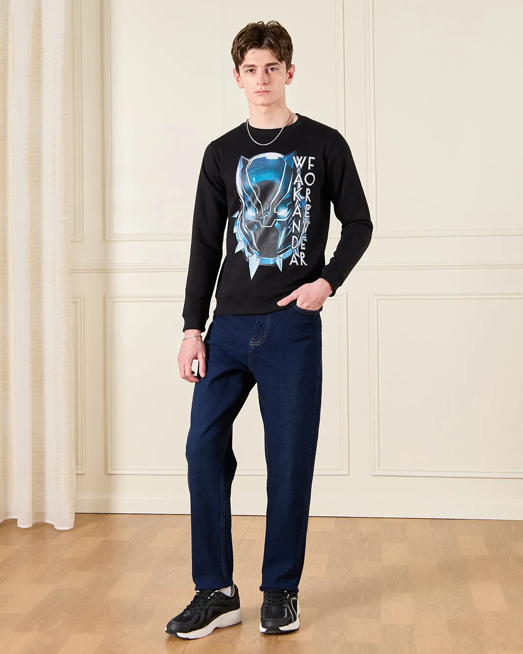 Senior Boys Black Black Panther Printed Sweatshirt sold by Redtag product image thumbnail 2