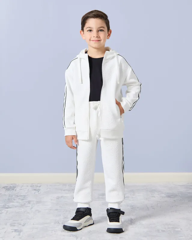 Boys White Embossed Jogger Set (2 Piece) sold by Redtag