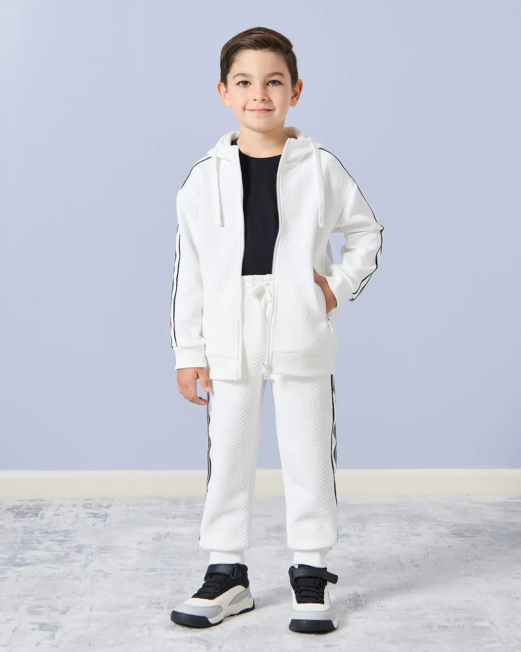 Boys White Embossed Jogger Set (2 Piece) sold by Redtag