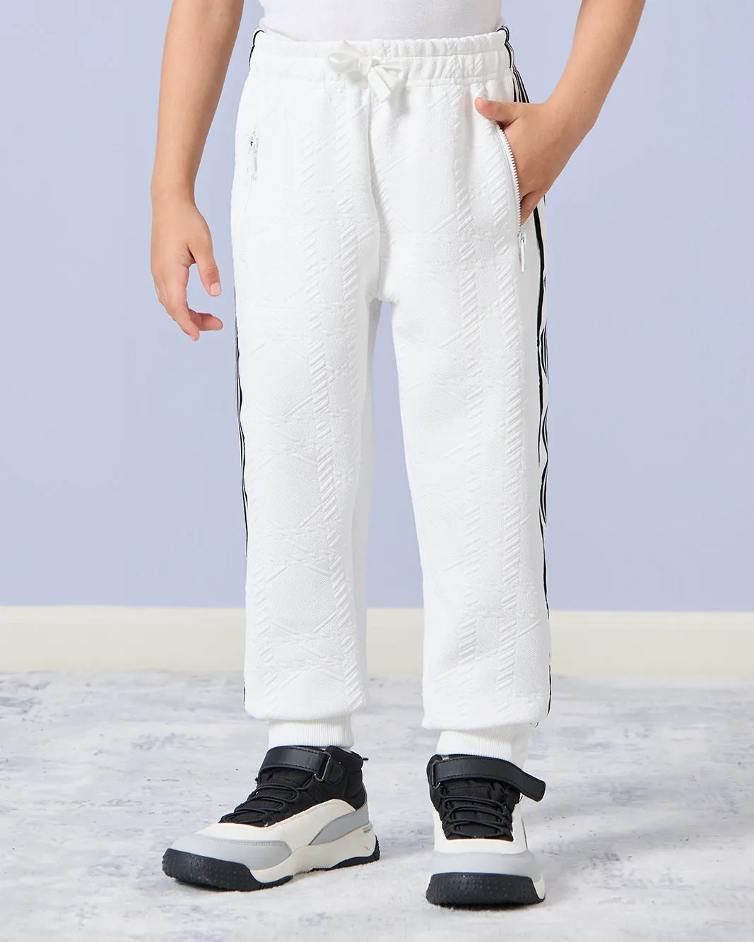 Boys White Embossed Jogger Set (2 Piece) sold by Redtag product image thumbnail 3