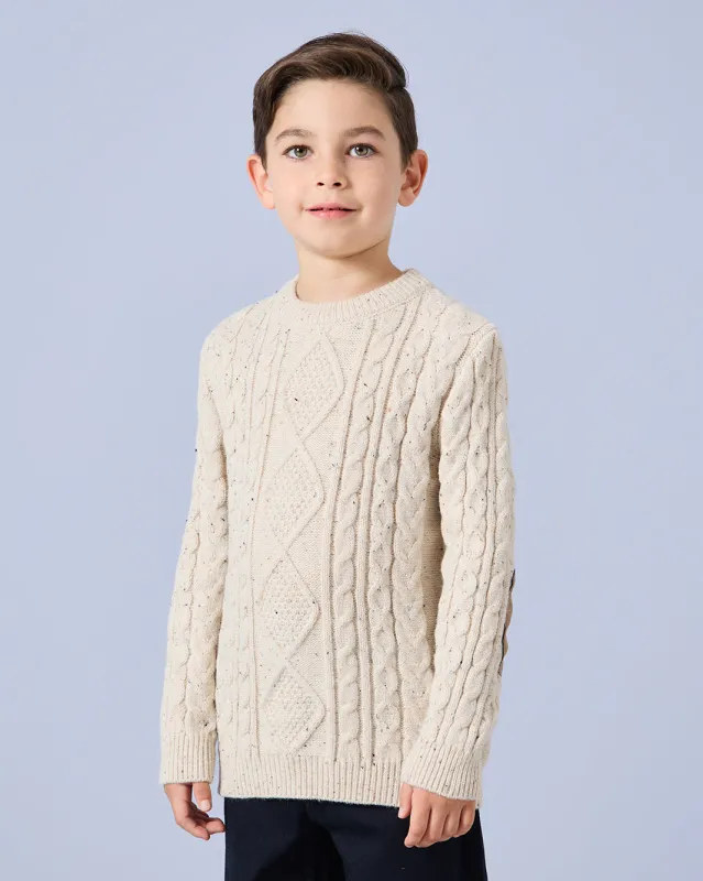 Boys Beige Elbow Patch Beige Sweater sold by Redtag