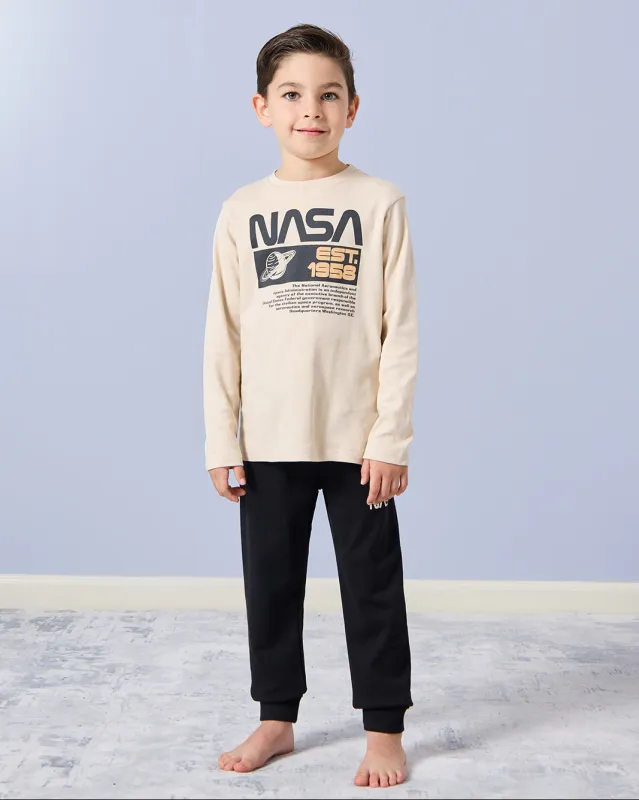 Boys Beige Nasa Print Pyjama Set (2 Piece) sold by Redtag