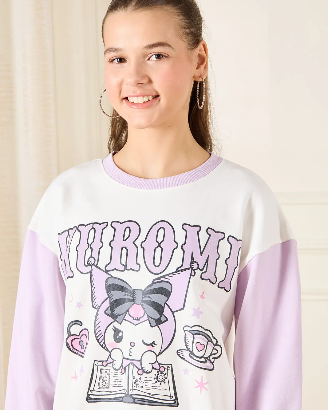 Senior Girls White And Purple Kuromi Printed Sweatshirt sold by Redtag product image thumbnail 4