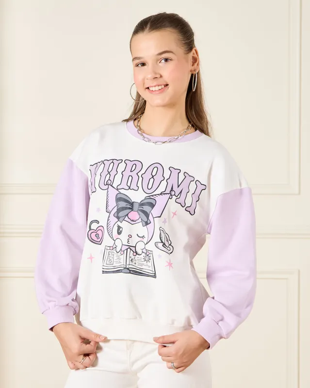 Senior Girls White And Purple Kuromi Printed Sweatshirt sold by Redtag