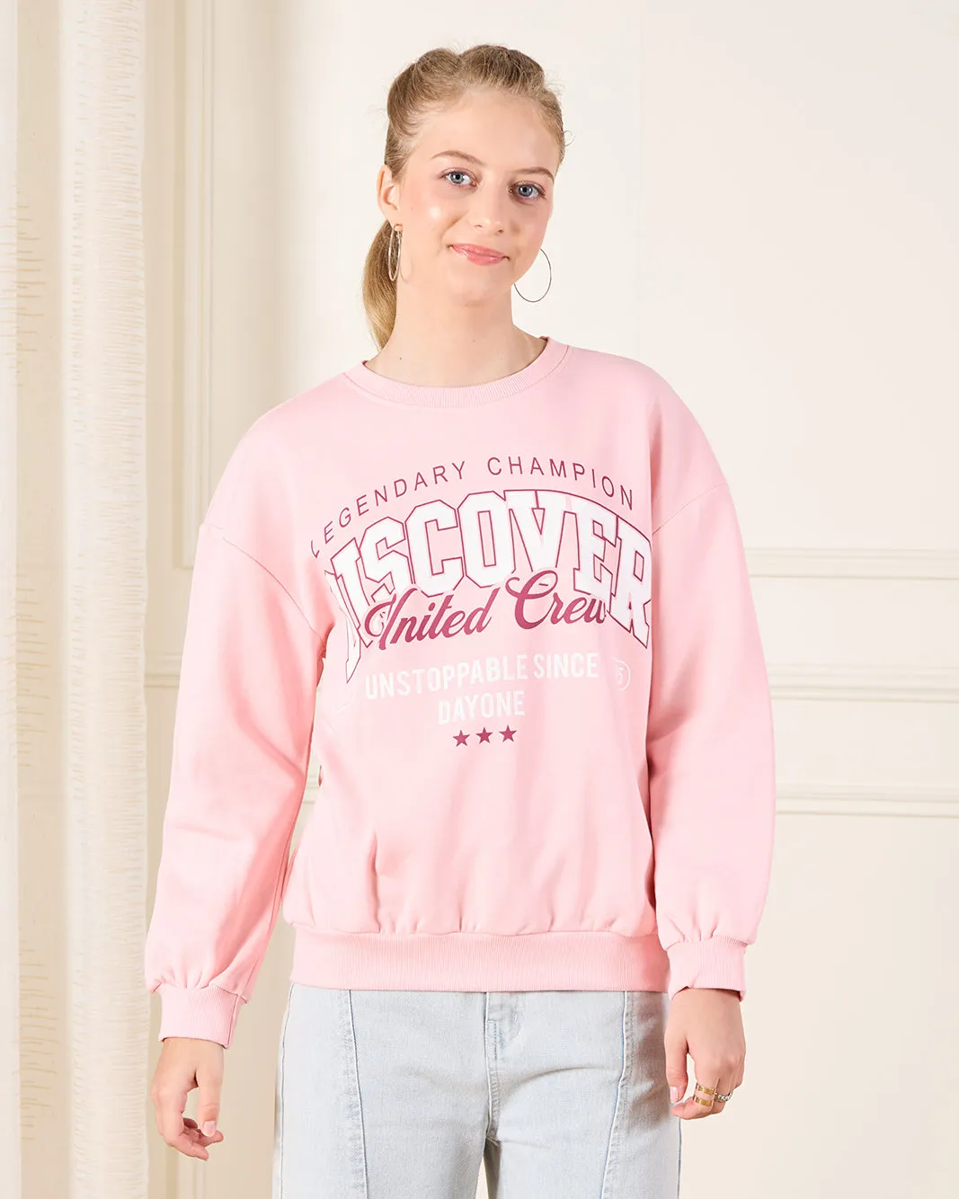 Senior Girls Pink Printed Basic Sweatshirt sold by Redtag
