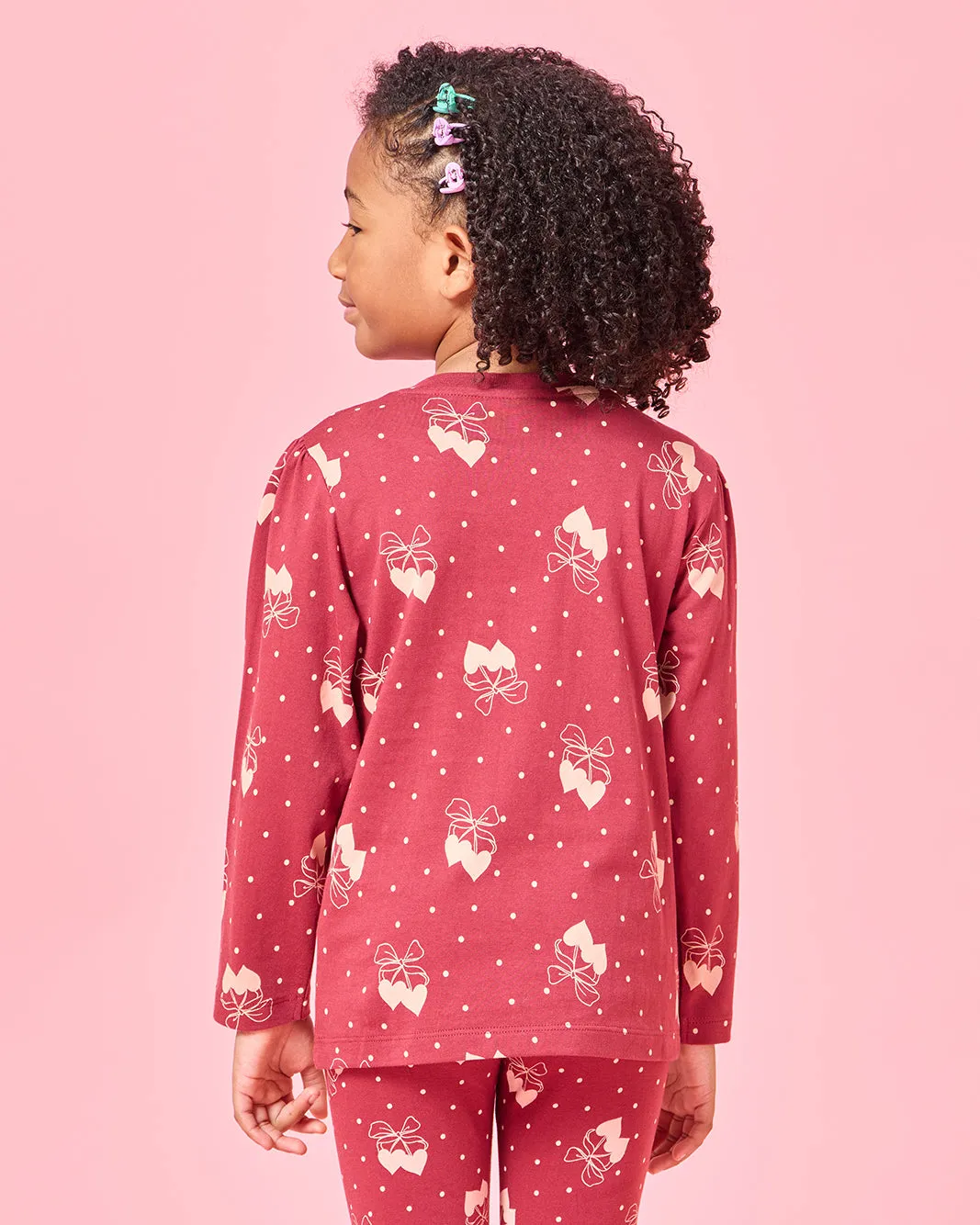 Girls Red Printed Bow Long Sleeve T-Shirt sold by Redtag product image thumbnail 3