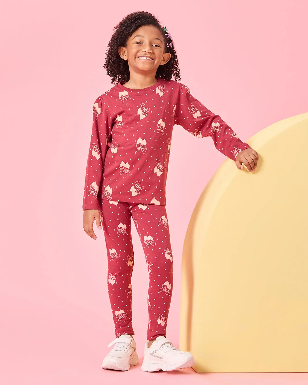 Girls Red Printed Bow Long Sleeve T-Shirt sold by Redtag product image thumbnail 2