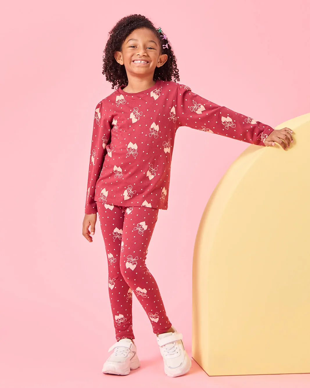 Girls Red Printed Bow Leggings sold by Redtag product image thumbnail 2