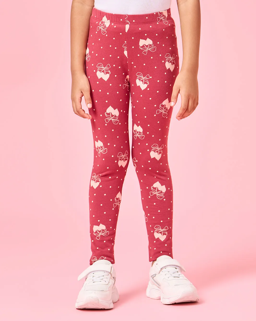 Girls Red Printed Bow Leggings sold by Redtag