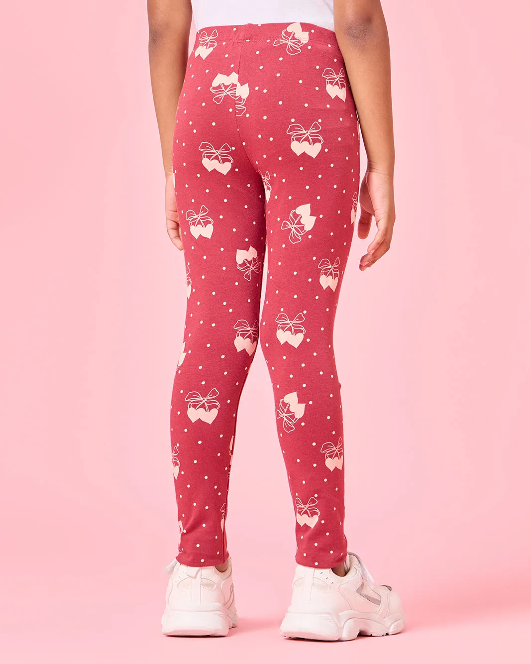 Girls Red Printed Bow Leggings sold by Redtag product image thumbnail 3