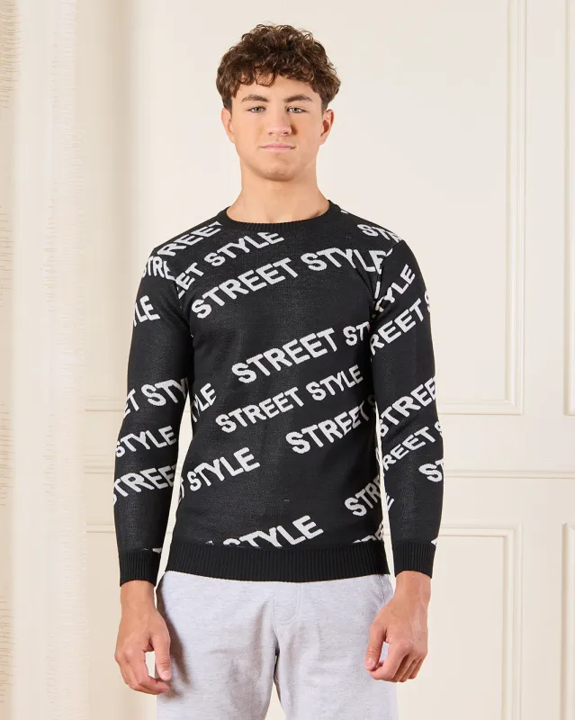 Senior Boys Black Street Style Pullover sold by Redtag