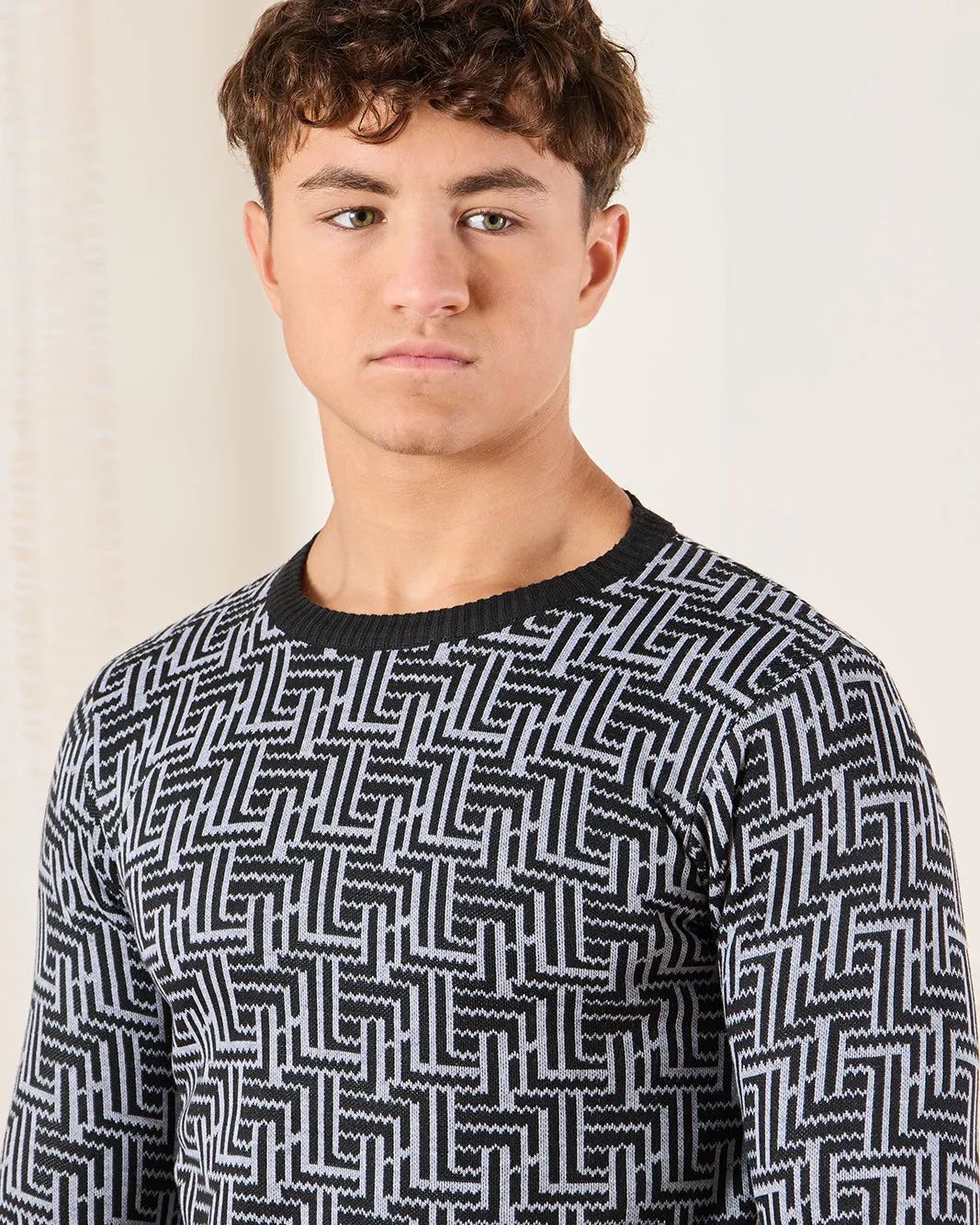 Senior Boys Grey Print Pullover sold by Redtag product image thumbnail 4