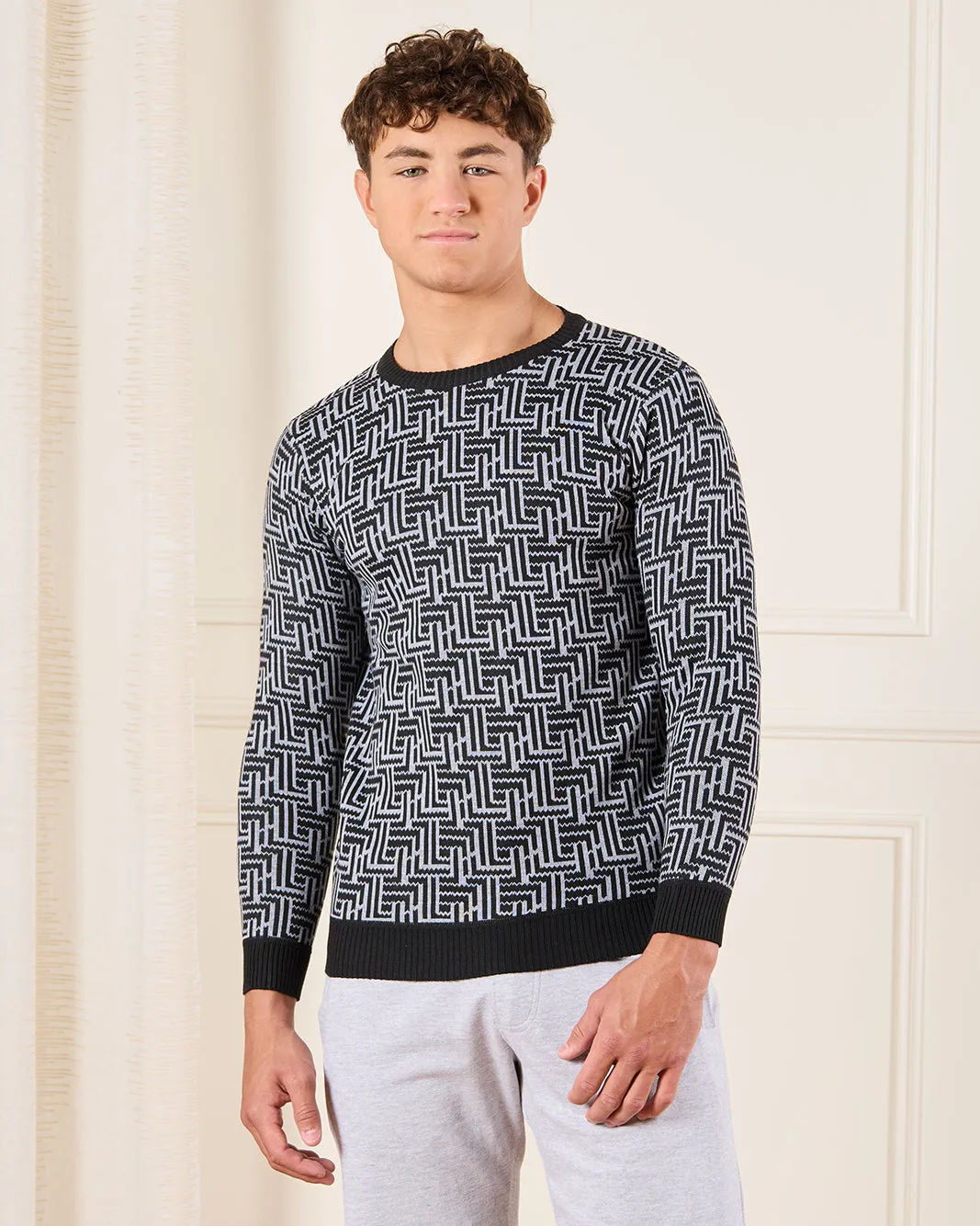 Senior Boys Grey Print Pullover sold by Redtag