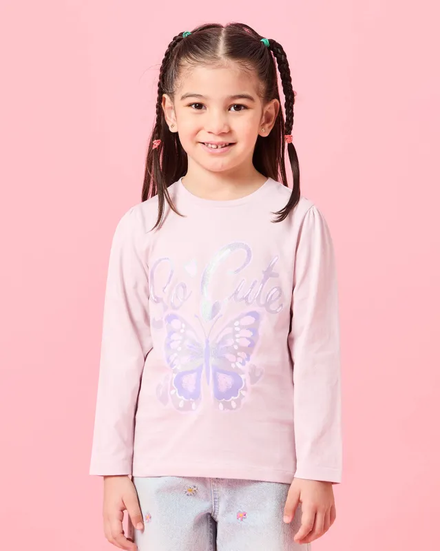 Girls Lilac So Cute Placement Print T-Shirt sold by Redtag