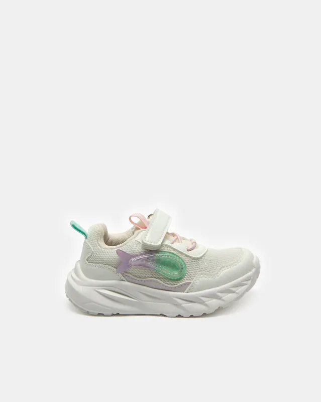 Infant Girls White Rubber Patch Trainer sold by Redtag