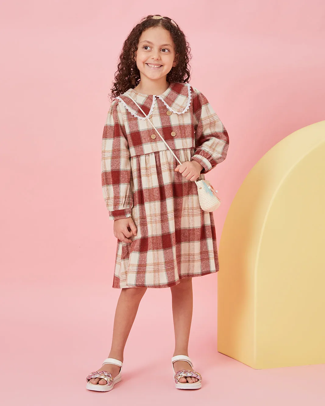 Girls Red Checkered Dress sold by Redtag product image thumbnail 2