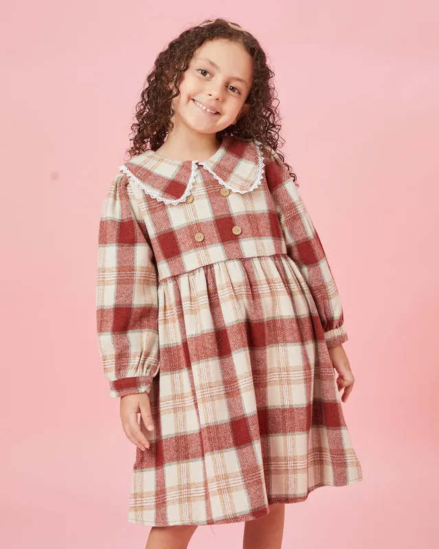 Girls Red Checkered Dress sold by Redtag