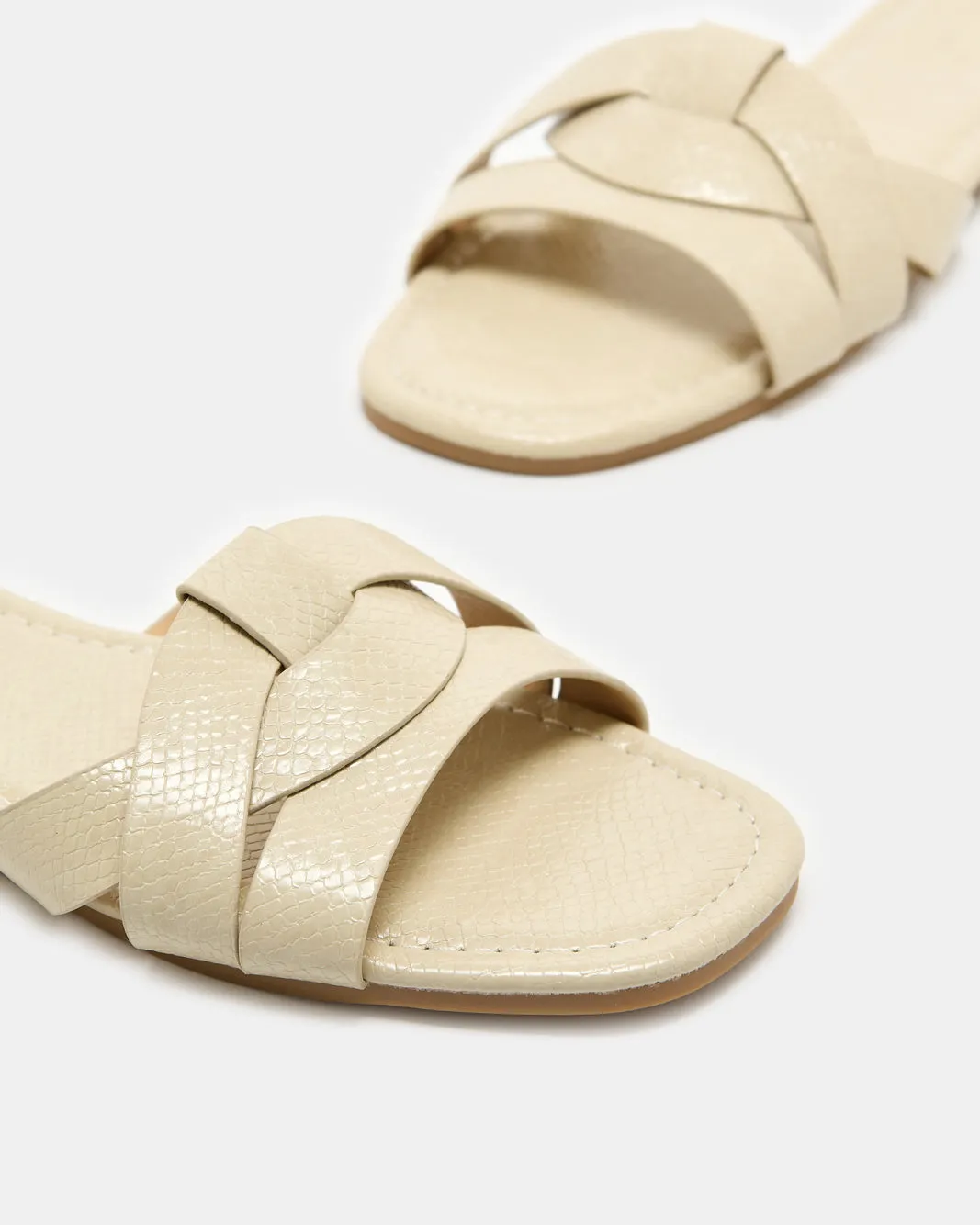 Women Beige Textured Strappy Mule sold by Redtag product image thumbnail 4