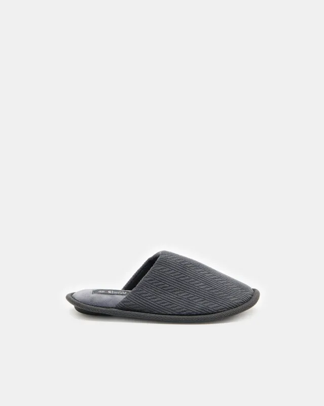 Senior Boys Grey Textured Mule Slipper sold by Redtag