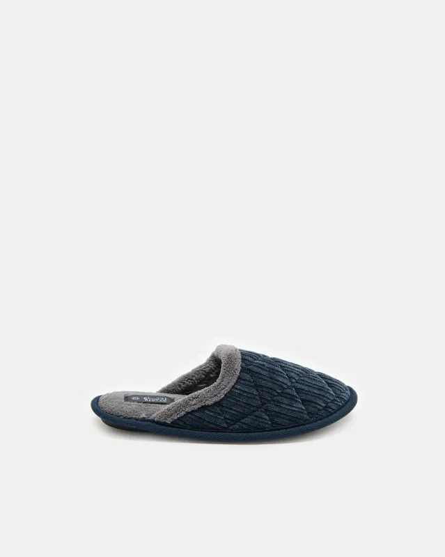 Senior Boys Navy Embossed Mule Slipper sold by Redtag