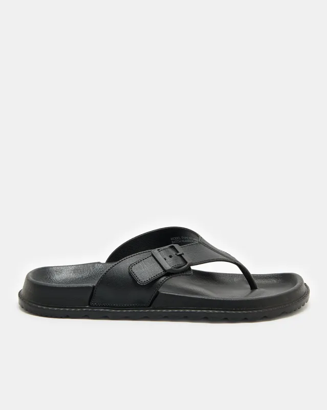 Men Black Comfort Toe Post With Buckle sold by Redtag