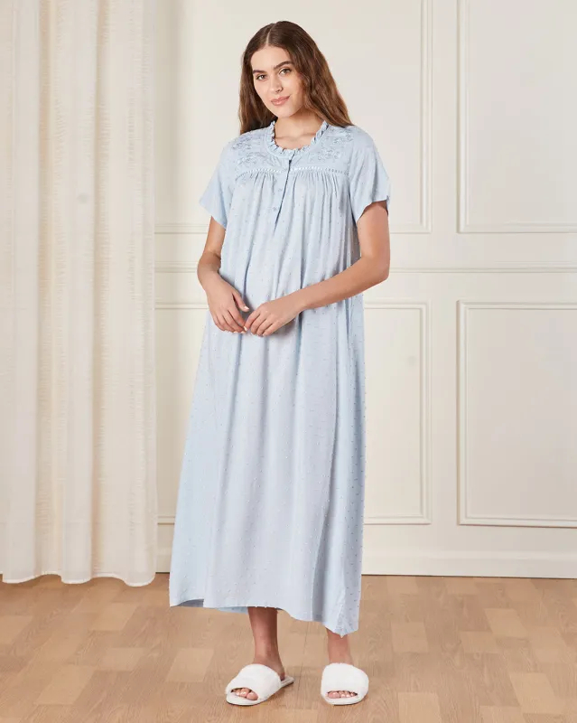 Women Blue Embellished Nightgown sold by Redtag