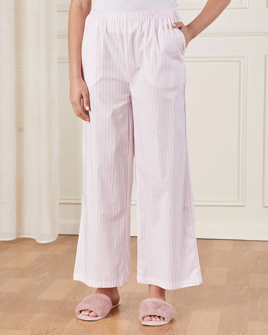 Women White And Pink Classic Striped Pyjama Set (2 Piece) sold by Redtag product image thumbnail 3