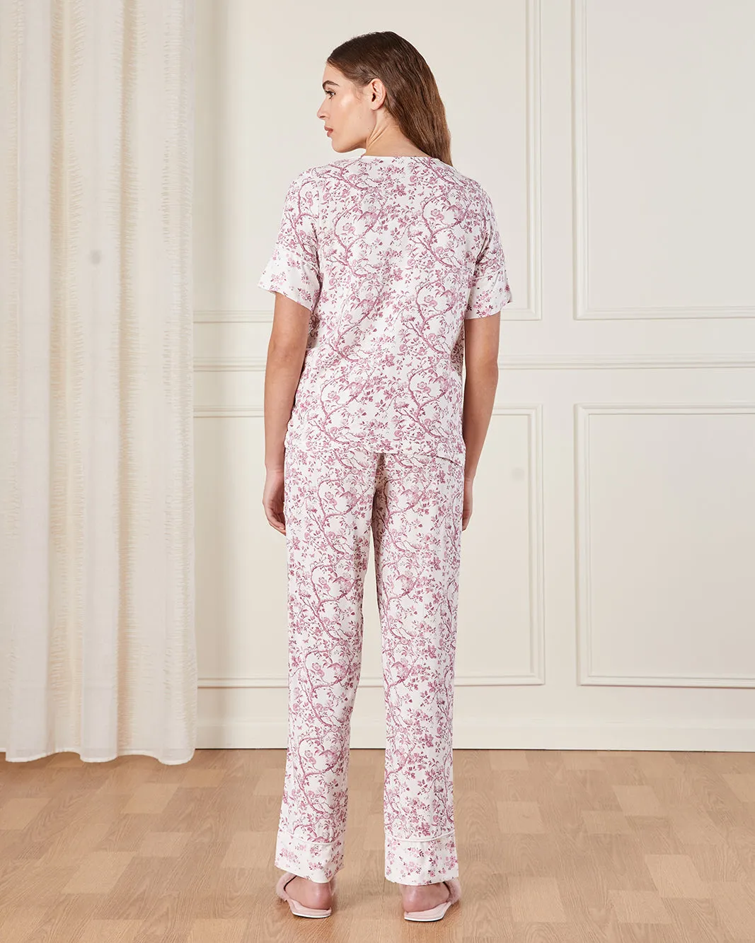 Women White And Pink Printed Pyjama Set (2 Piece) sold by Redtag product image thumbnail 4