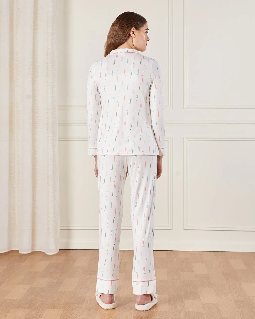 Women Ivory Printed Pyjama Set (2 Piece) sold by Redtag product image thumbnail 4