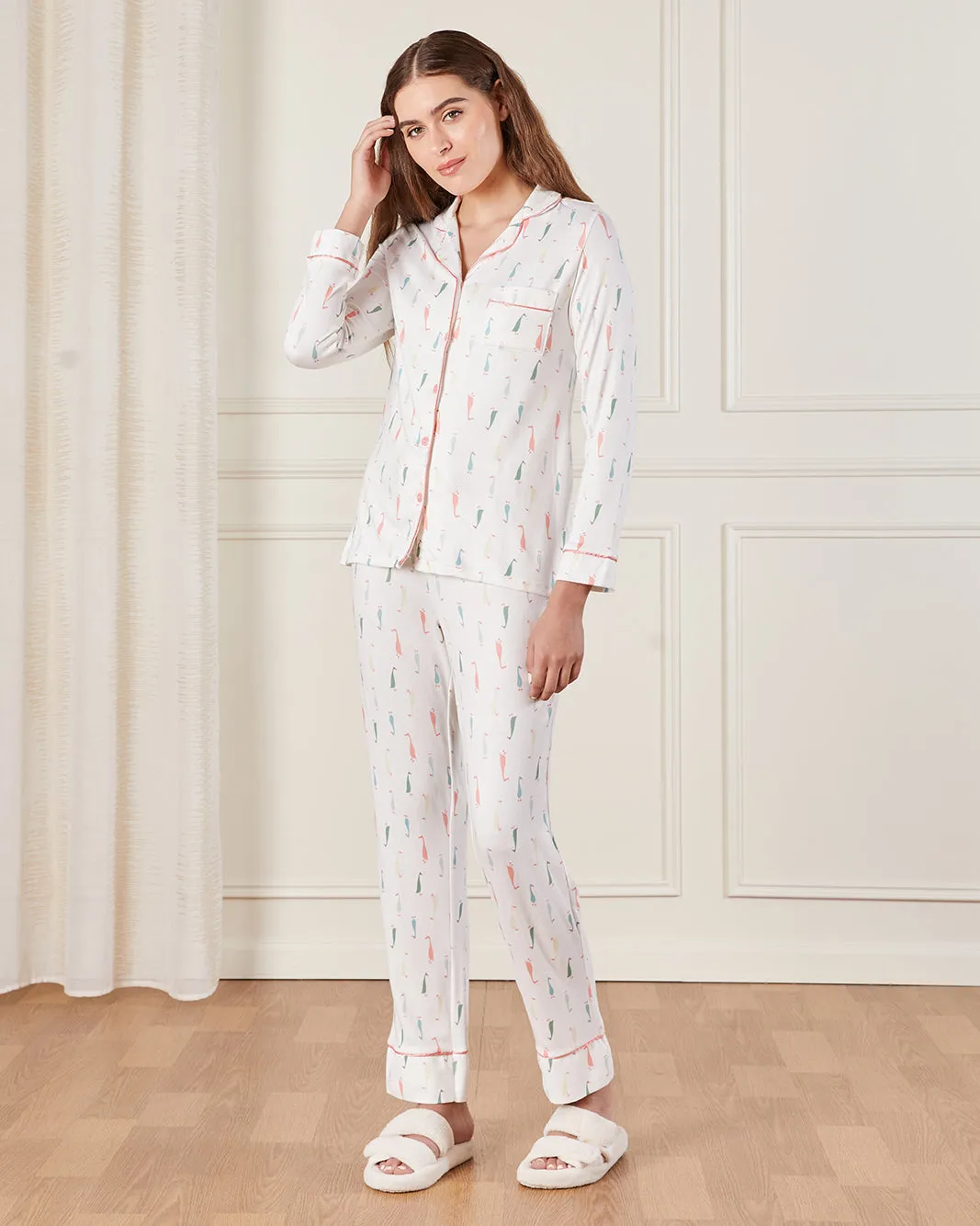 Women Ivory Printed Pyjama Set (2 Piece) sold by Redtag