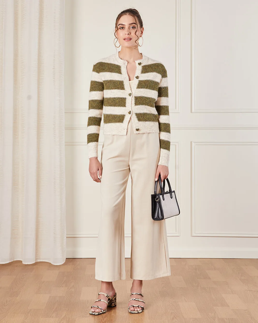 Women Beige Striped Knitted Cardigan sold by Redtag product image thumbnail 2