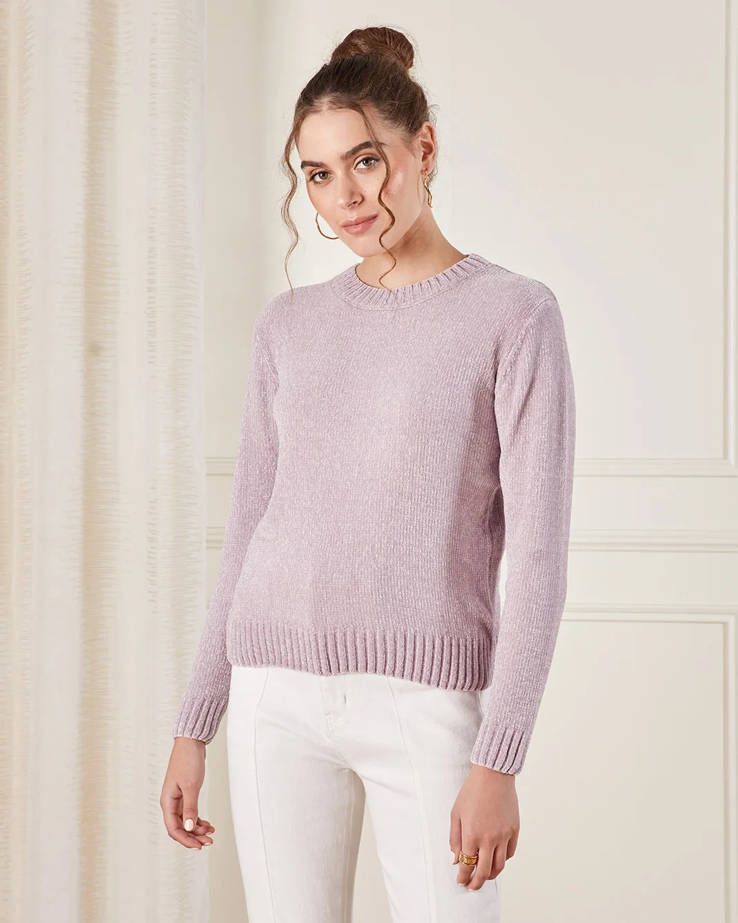 Women Pink Crew Neck Knitted Top sold by Redtag