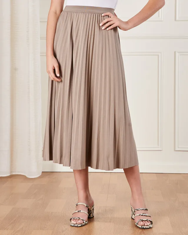 Women Beige Pleated Skirt sold by Redtag