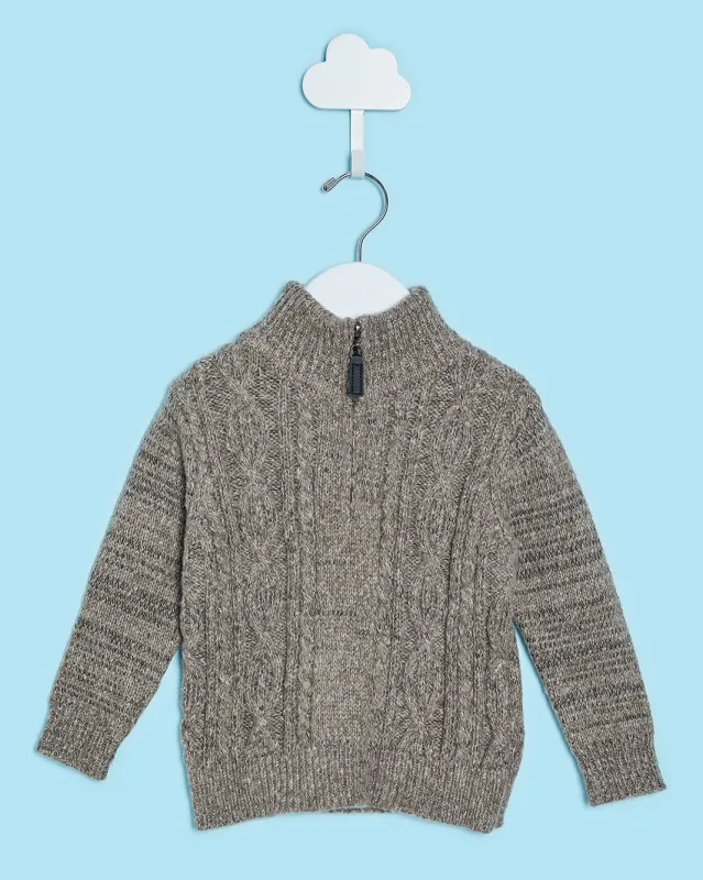 Infant Boys Brown Half Zip Cable Pullover Sweater sold by Redtag