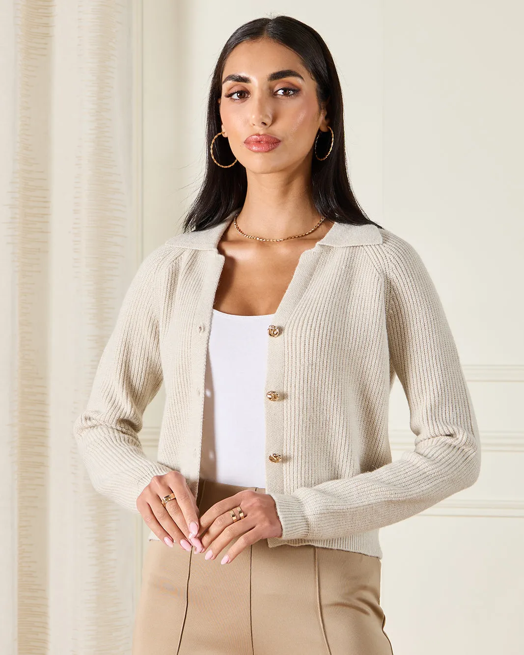 Women Beige Knitted Cardigan sold by Redtag