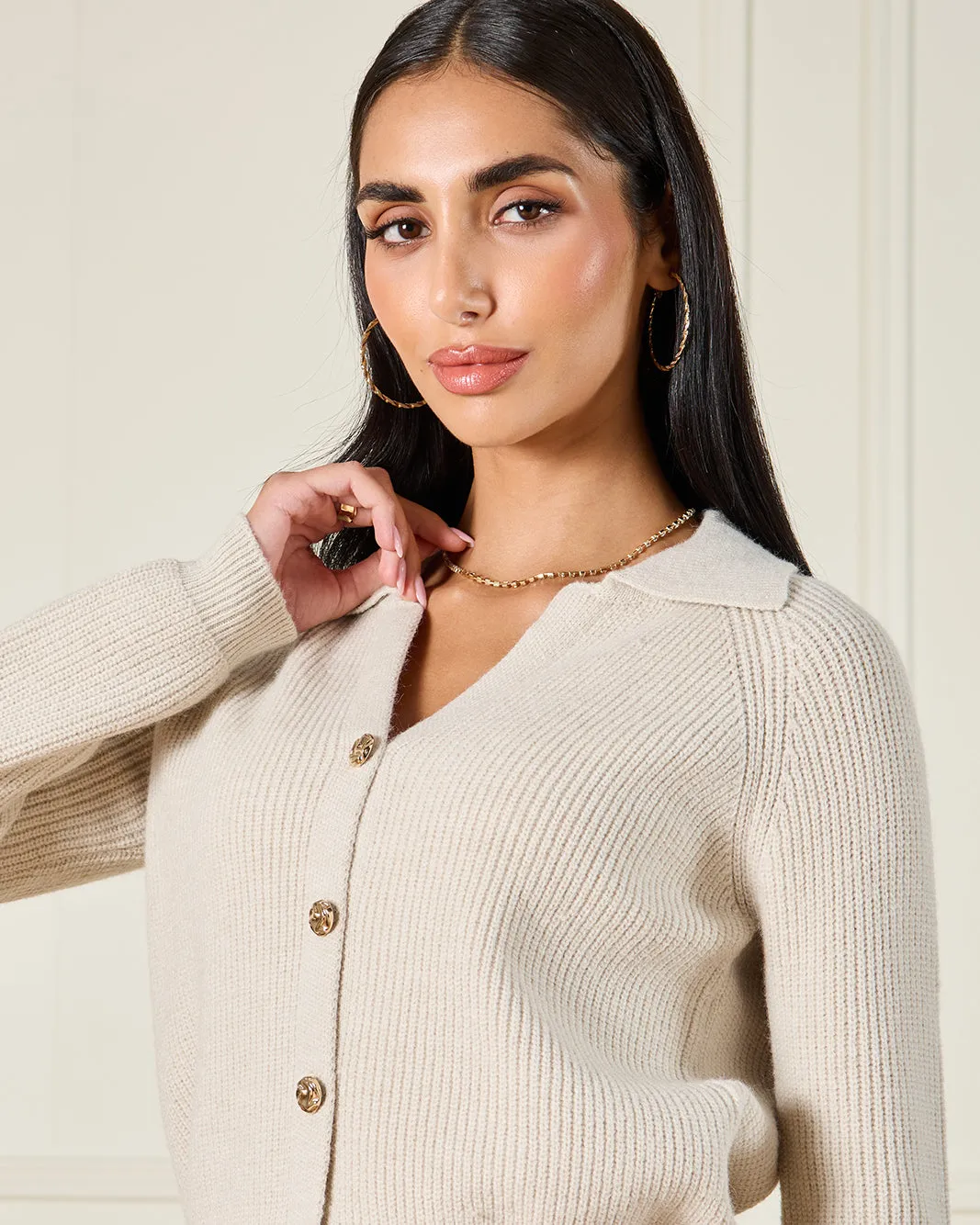 Women Beige Knitted Cardigan sold by Redtag product image thumbnail 4