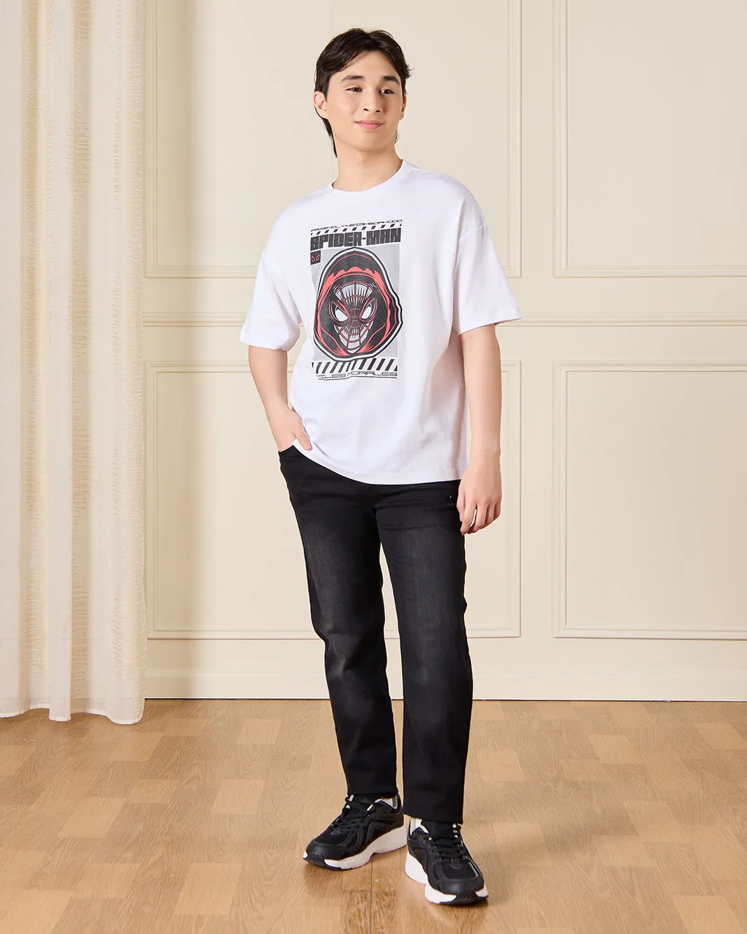 Senior Boys White Spiderman Miles Morales Over Size T-Shirt sold by Redtag product image thumbnail 2