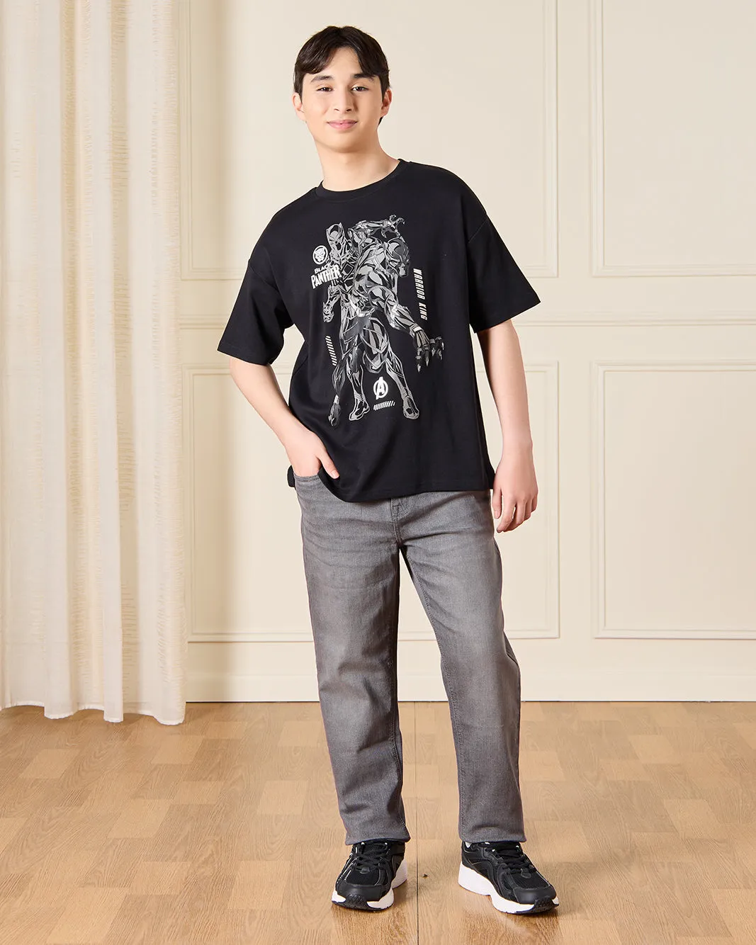 Senior Boys Black Panther Over Size T-Shirt sold by Redtag product image thumbnail 2