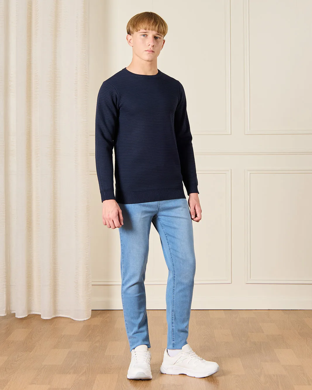 Senior Boys Navy Striped Pullover sold by Redtag product image thumbnail 2