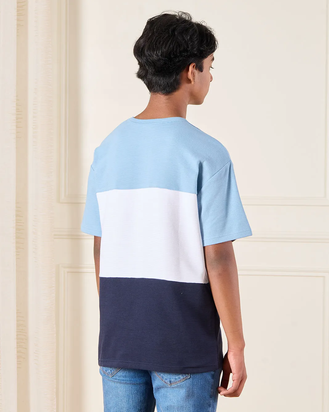 Senior Boys Blue Striped T-Shirt sold by Redtag product image thumbnail 3
