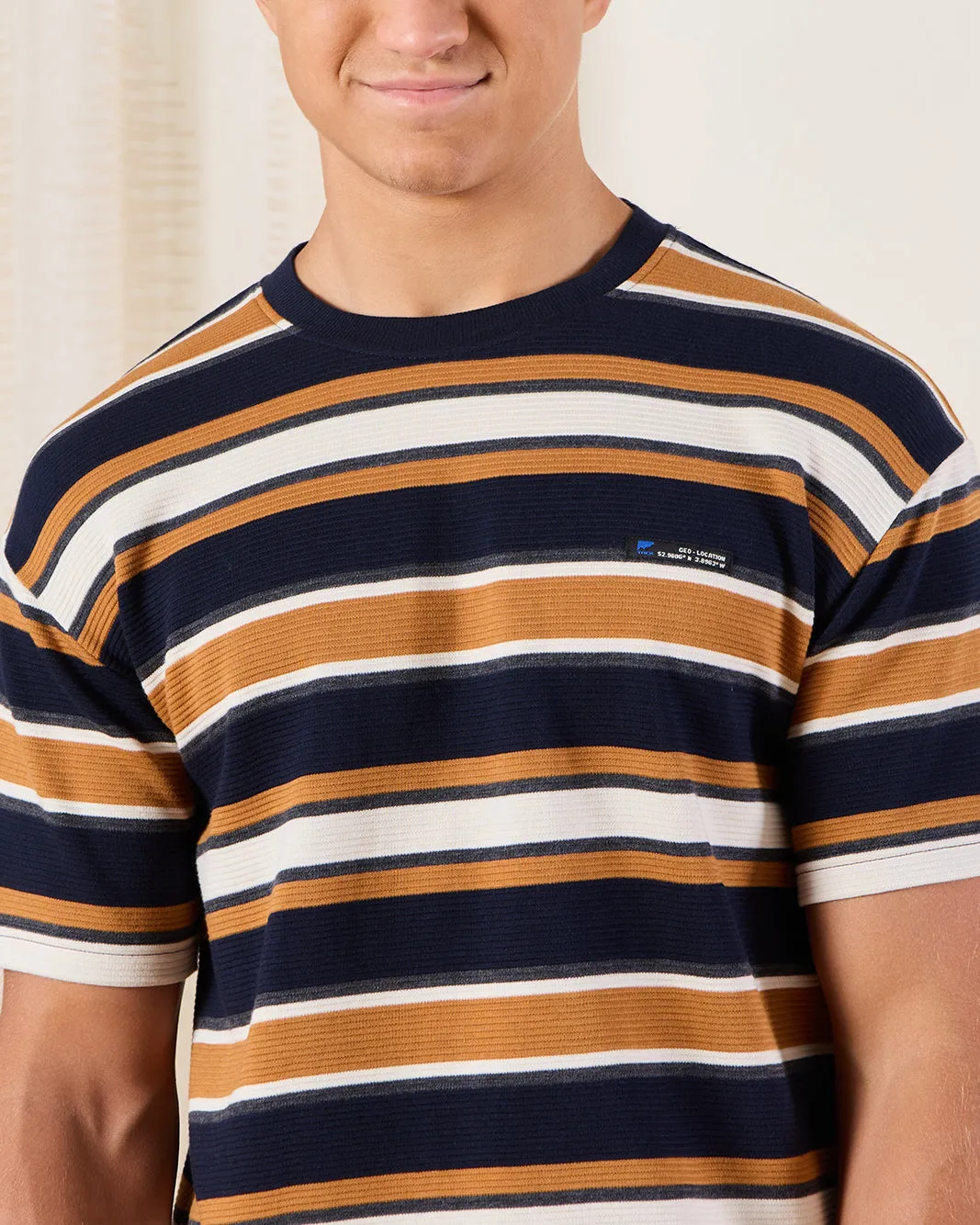Senior Boys Navy Striped T-Shirt sold by Redtag product image thumbnail 4