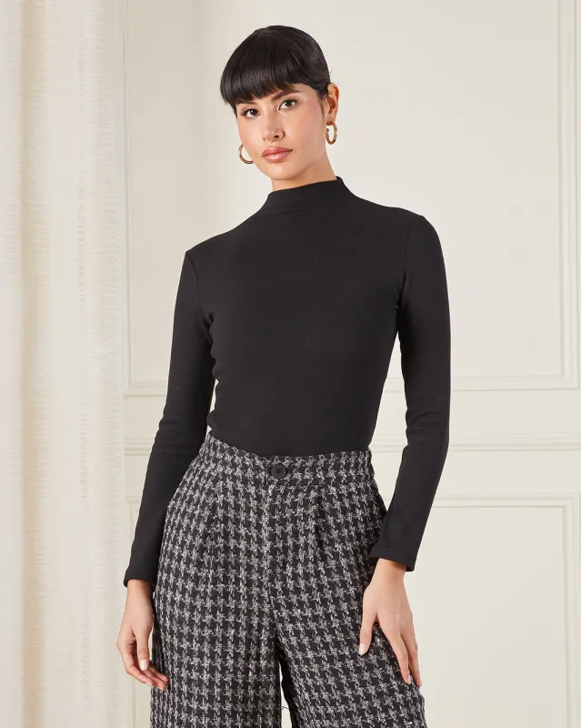 Women Black High Neck T-Shirt sold by Redtag