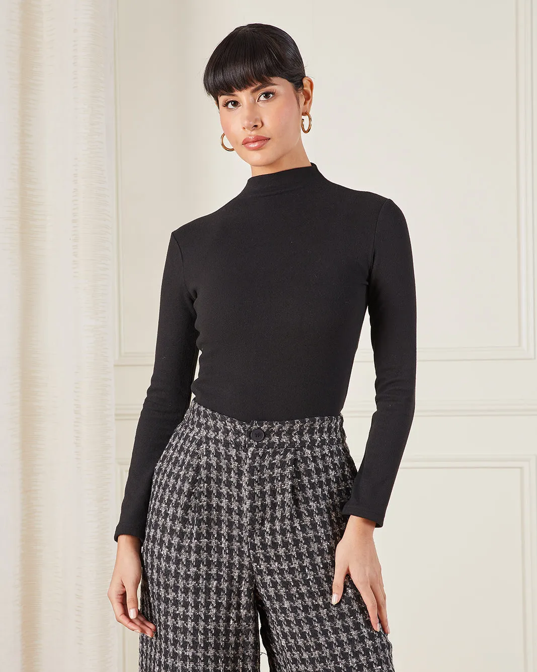 Women Black High Neck T-Shirt sold by Redtag