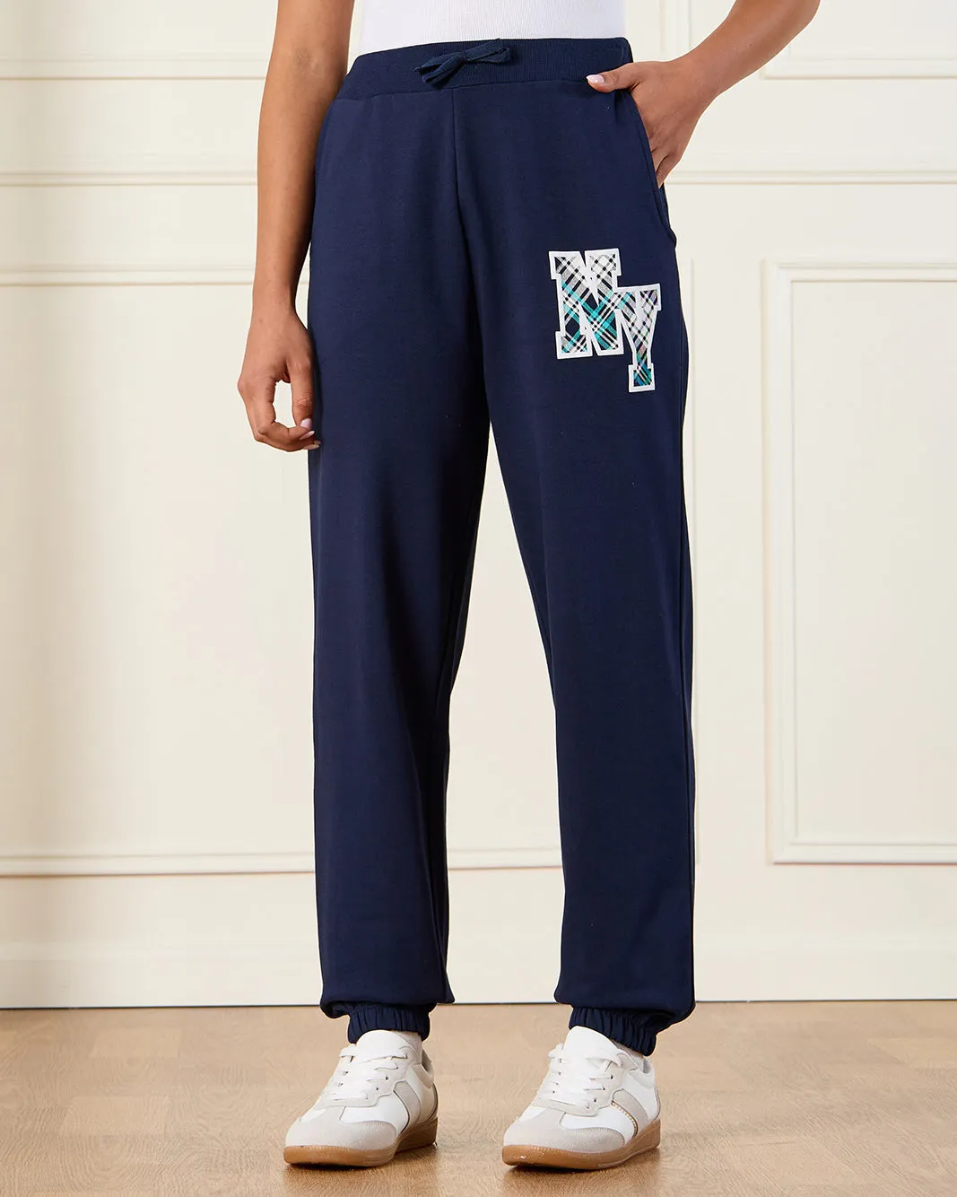 Senior Girls Navy Print Active Pants sold by Redtag