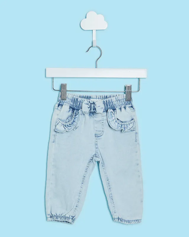Infant Girls Blue Denim Jogger sold by Redtag