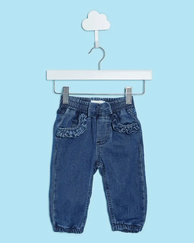 Infant Girls Navy Denim Jogger sold by Redtag