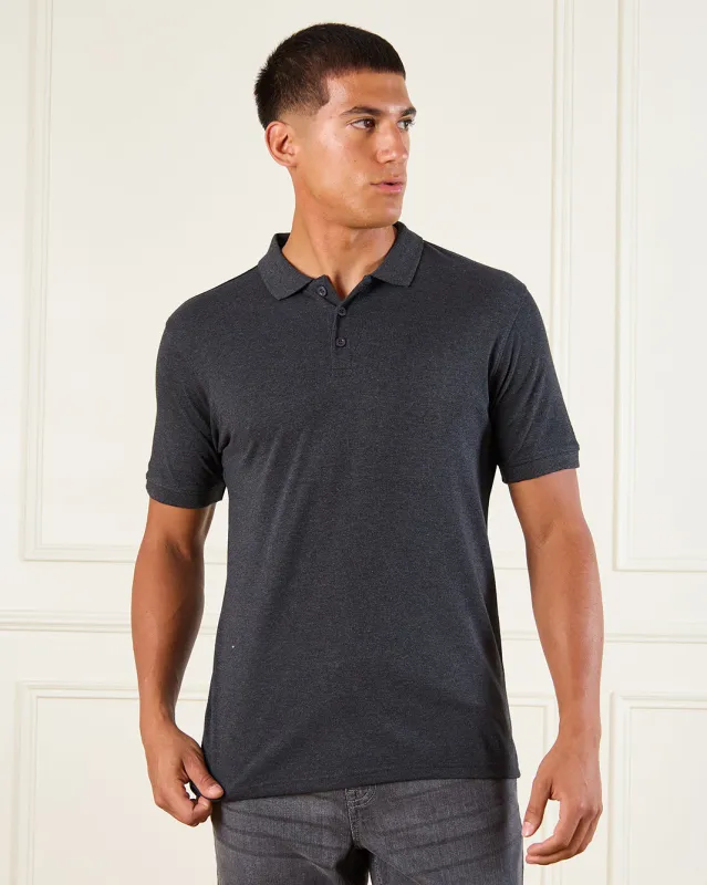 Men Charcoal Basic Polo Shirt sold by Redtag