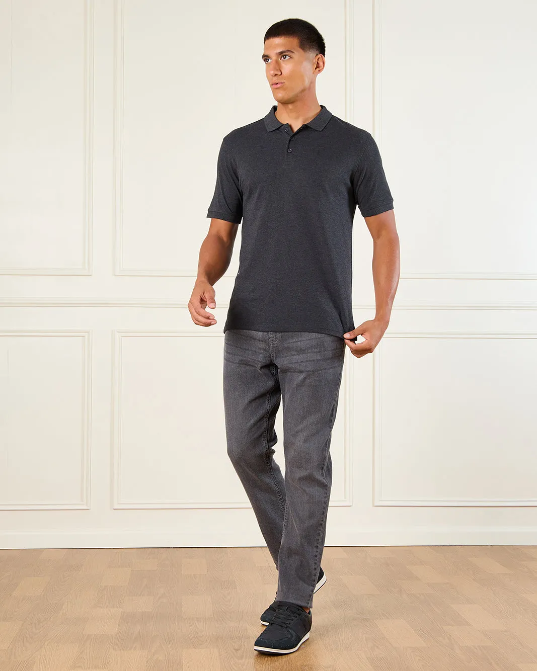 Men Charcoal Basic Polo Shirt sold by Redtag product image thumbnail 2